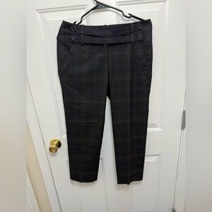 Cartonnier Anthropologie Plaid Trousers Straight Leg Size 6 Belted Dark Academia